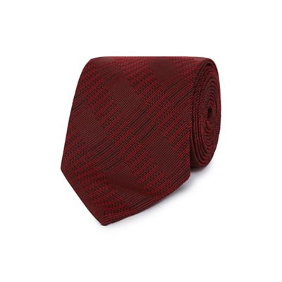Dark red tonal checked slim tie
